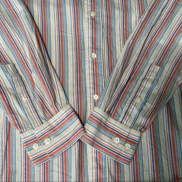 Eddie Bauer Striped Multicolor Shirt Soft 100% Cotton Button Up Colorful Size XL - Picture 6 of 13